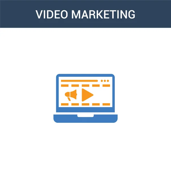 Иконка Вектора Концепции Видео Маркетинга Двух Цветов Цвета Видео Маркетинга — стоковый вектор