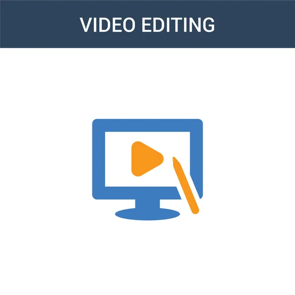 Due Colorati Concetto Editing Video Icona Vettoriale Illustrazione Vettoriale Editing — Vettoriale Stock