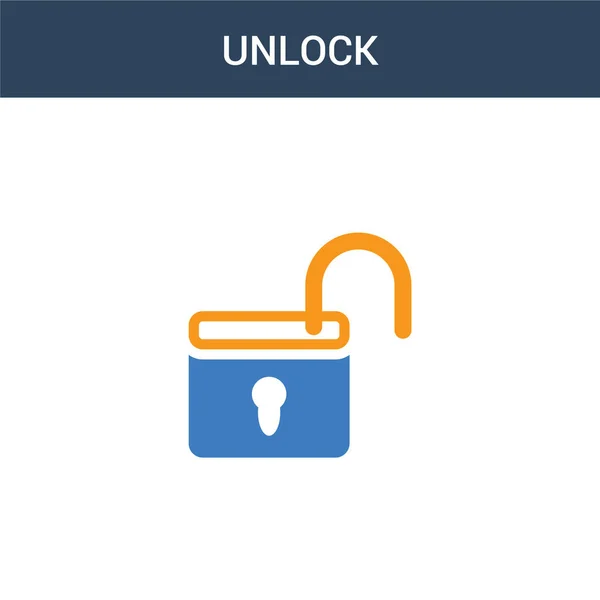Two Colored Unlock Concept Vector Icon Color Unlock Vector Illustration — Stock Vector