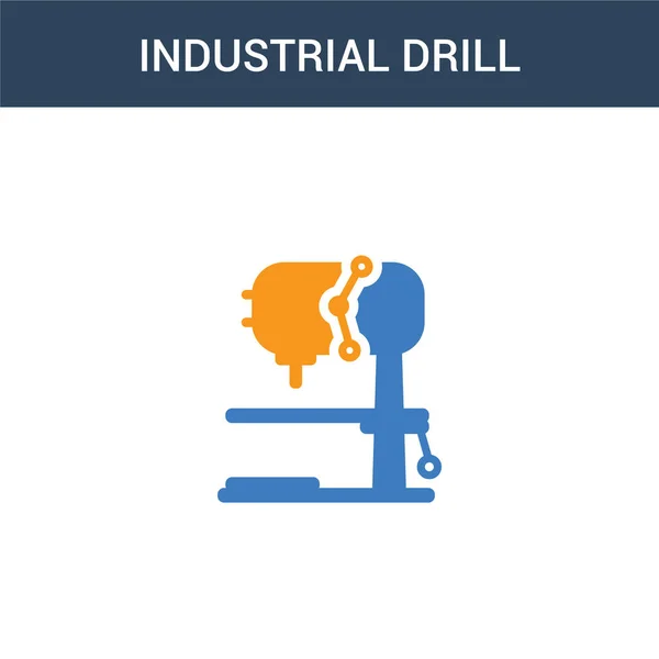 Due Colorati Industriale Drill Concetto Icona Vettoriale Colore Industriale Drill — Vettoriale Stock