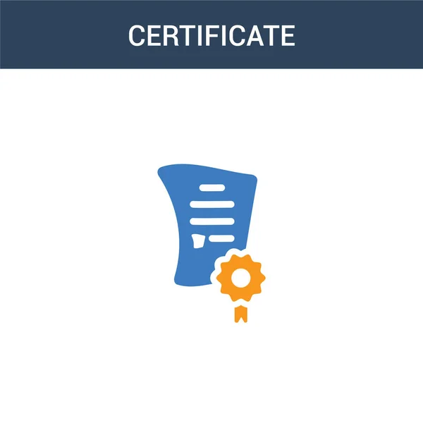 Dvě Barevné Ikony Konceptu Certifikátu Barevné Ilustrace Vektoru Certifikátu Izolované — Stockový vektor