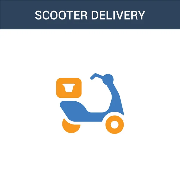 Farvede Scooter Levering Koncept Vektor Ikon Farve Scooter Levering Vektor – Stock-vektor