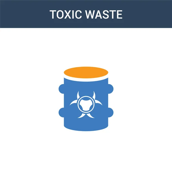 Zweifarbiges Toxic Waste Concept Vektor Symbol Farbige Abfallvektorillustration Isoliertes Blaues — Stockvektor