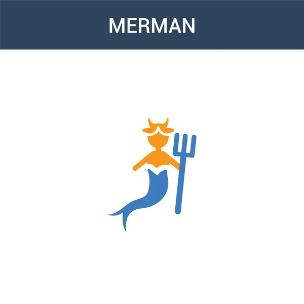 Δύο Χρωματιστά Έννοια Merman Διάνυσμα Εικονίδιο Χρώμα Merman Διανυσματική Απεικόνιση Διανυσματικά Γραφικά