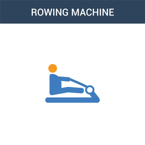Dua Ikon Konsep Rowing Machine Berwarna Warna Vektor Mesin Mendorong Stok Ilustrasi 
