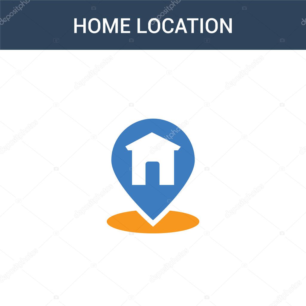 two colored Home Location concept vector icon. 2 color Home Location vector illustration. isolated blue and orange eps icon on white background.