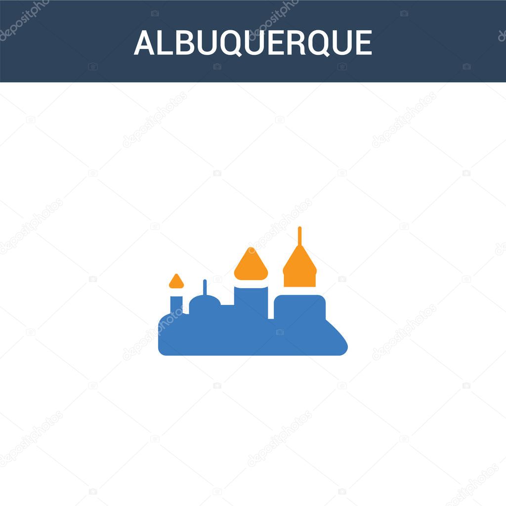 two colored albuquerque concept vector icon. 2 color albuquerque vector illustration. isolated blue and orange eps icon on white background.