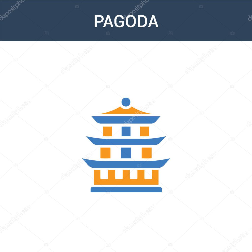 two colored Pagoda concept vector icon. 2 color Pagoda vector illustration. isolated blue and orange eps icon on white background.