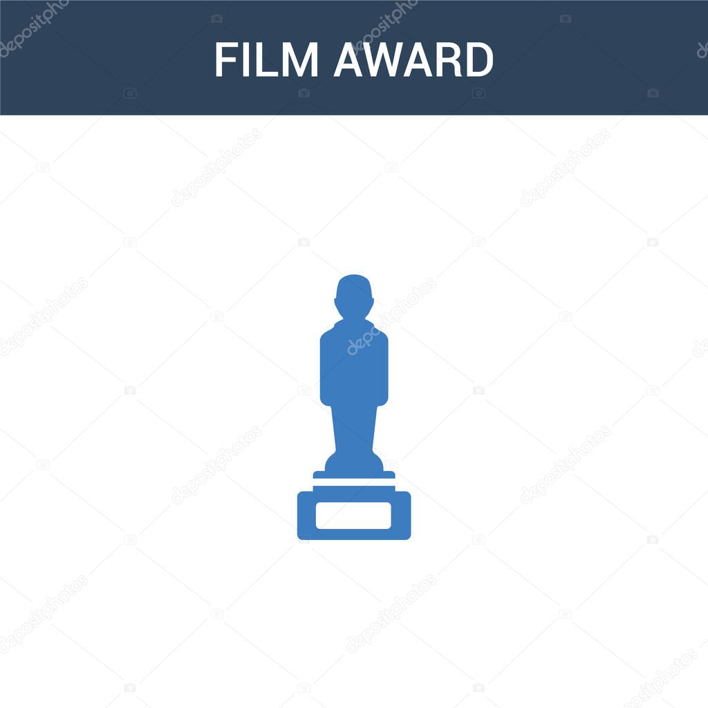 two colored film award concept vector icon. 2 color film award vector illustration. isolated blue and orange eps icon on white background.