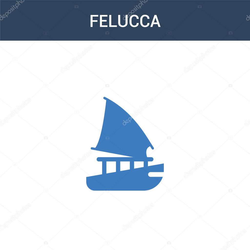 two colored felucca concept vector icon. 2 color felucca vector illustration. isolated blue and orange eps icon on white background.