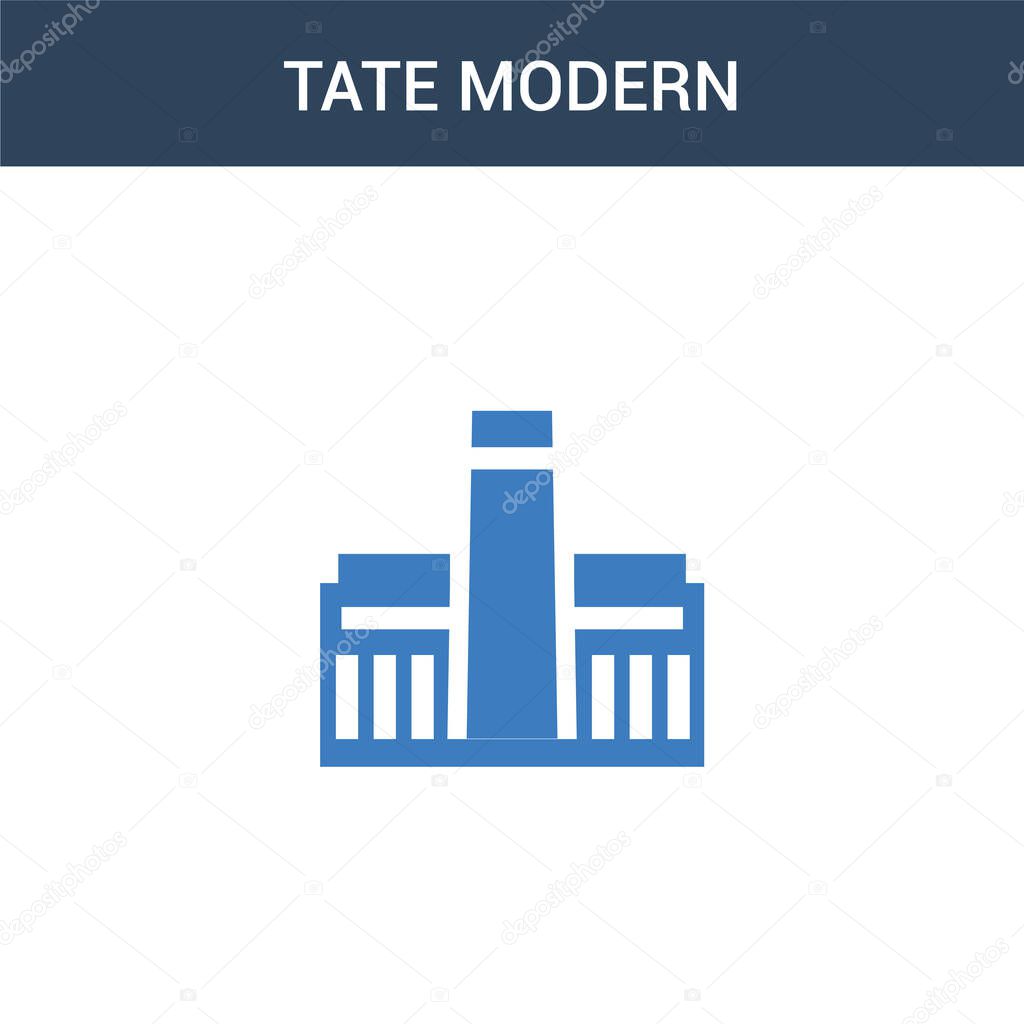 two colored Tate modern concept vector icon. 2 color Tate modern vector illustration. isolated blue and orange eps icon on white background.