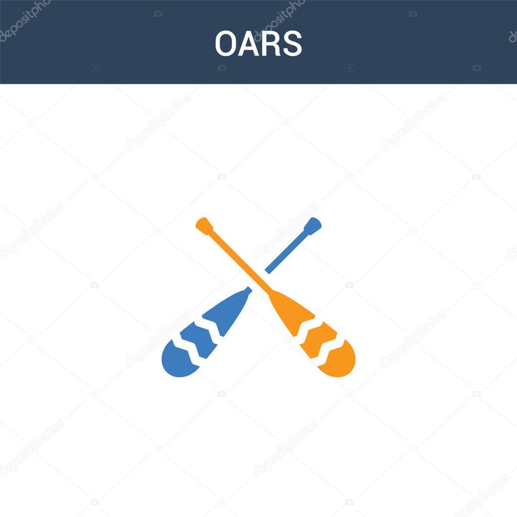 Two colored Oars concept vector icon. 2 color Oars vector illustration. isolated blue and orange eps icon on white background.