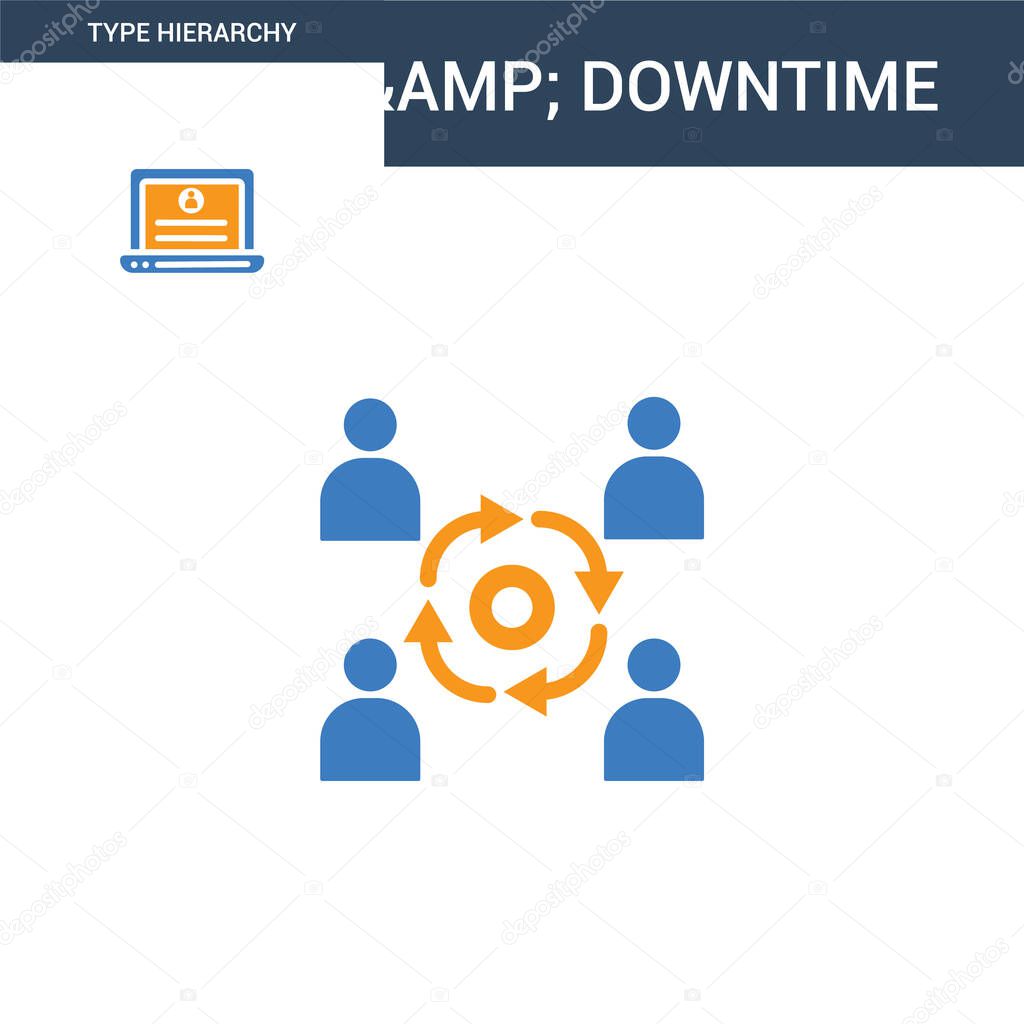 two colored Uptime & downtime concept vector icon. 2 color Uptime & downtime vector illustration. isolated blue and orange eps icon on white background.