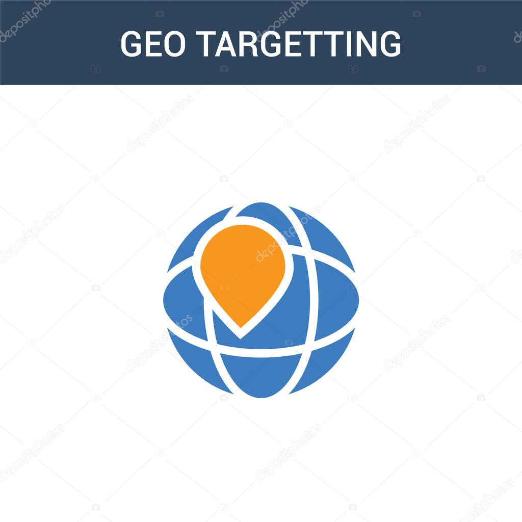 two colored geo targetting concept vector icon. 2 color geo targetting vector illustration. isolated blue and orange eps icon on white background.
