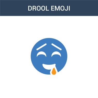 İki renkli Drool emoji konsept vektör ikonu. 2 renk Drool emoji vektör çizimi. Beyaz arkaplanda izole edilmiş mavi ve turuncu epinefrin simgesi.