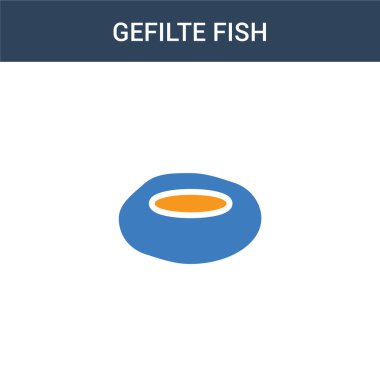 İki renkli Gefilte Fish konsept vektör simgesi. İki renk Gefilte Fish vektör çizimi. Beyaz arkaplanda izole edilmiş mavi ve turuncu epinefrin simgesi.