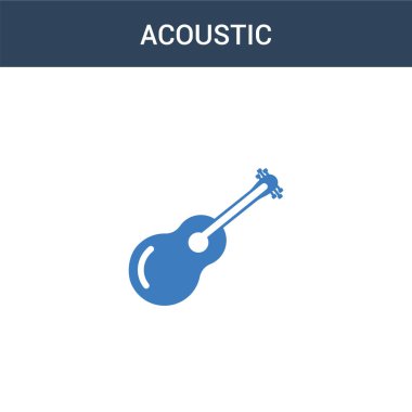 iki renkli Akustik konsept vektör simgesi. 2 renk Akustik vektör çizimi. Beyaz arkaplanda izole edilmiş mavi ve turuncu epinefrin simgesi.