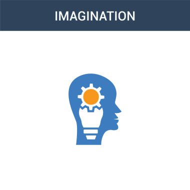 iki renkli hayal gücü konsepti vektör simgesi. 2 renkli hayal gücü vektör illüstrasyonu. Beyaz arkaplanda izole edilmiş mavi ve turuncu epinefrin simgesi.