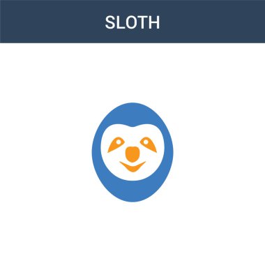 İki renkli Sloth konsept vektör simgesi. 2 renk Sloth vektör çizimi. Beyaz arkaplanda izole edilmiş mavi ve turuncu epinefrin simgesi.