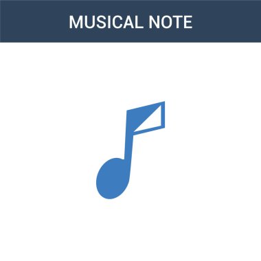 İki renkli Müzikal Not konsept vektör simgesi. 2 renk müzikal not vektör çizimi. Beyaz arkaplanda izole edilmiş mavi ve turuncu epinefrin simgesi.