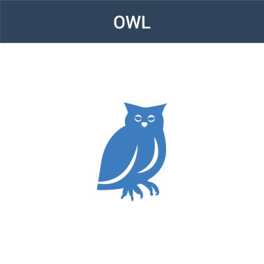 iki renkli Baykuş konsept vektör simgesi. 2 renkli Baykuş vektör illüstrasyonu. Beyaz arkaplanda izole edilmiş mavi ve turuncu epinefrin simgesi.