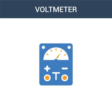 iki renkli Voltmetre konsept vektör simgesi. 2 renk Voltmetre vektör çizimi. Beyaz arkaplanda izole edilmiş mavi ve turuncu epinefrin simgesi.