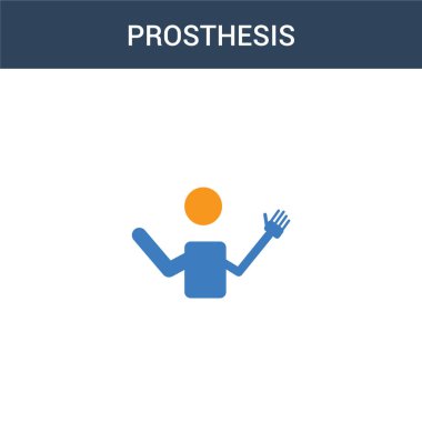 iki renkli protez konsept vektör ikonu. 2 renk protez vektör illüstrasyonu. Beyaz arkaplanda izole edilmiş mavi ve turuncu epinefrin simgesi.