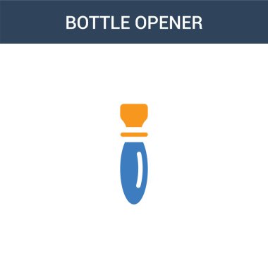 İki renkli şişe açacağı konsept vektör simgesi. 2 renk şişe açıcı vektör illüstrasyonu. Beyaz arkaplanda izole edilmiş mavi ve turuncu epinefrin simgesi.