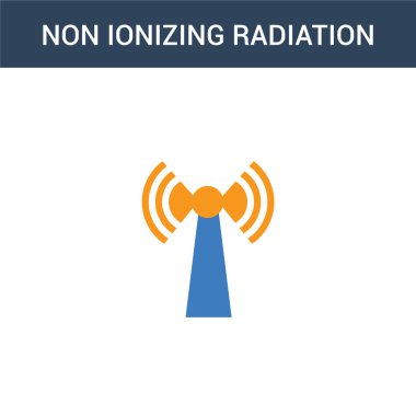 İki renkli iyonize olmayan radyasyon konsept vektör ikonu. 2 renk iyonize edilmeyen radyasyon vektör çizimi. Beyaz arkaplanda izole edilmiş mavi ve turuncu epinefrin simgesi.