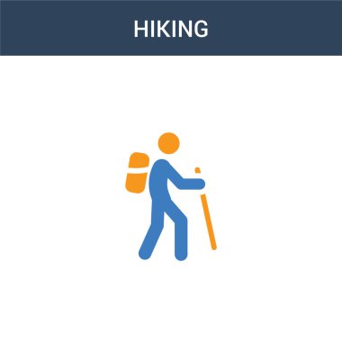 iki renkli Yürüyüş konsept vektör simgesi. 2 renk Yürüyüş vektör çizimi. Beyaz arkaplanda izole edilmiş mavi ve turuncu epinefrin simgesi.