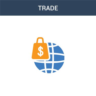 iki renkli ticari konsept vektör simgesi. 2 renk Trade vektör çizimi. Beyaz arkaplanda izole edilmiş mavi ve turuncu epinefrin simgesi.