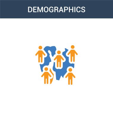 iki renkli demografik konsept vektör simgesi. 2 renk Demografik vektör illüstrasyonu. Beyaz arkaplanda izole edilmiş mavi ve turuncu epinefrin simgesi.