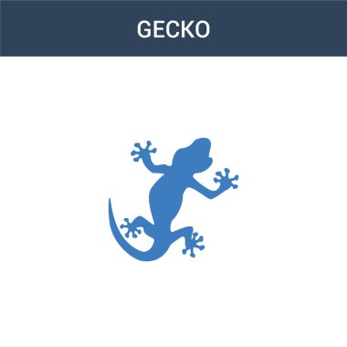 iki renkli Gecko konsept vektör simgesi. Gecko vektör illüstrasyonu 2 renk. Beyaz arkaplanda izole edilmiş mavi ve turuncu epinefrin simgesi.