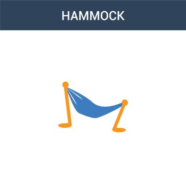 iki renkli hamak konsept vektör simgesi. 2 renk hamak vektör illüstrasyonu. Beyaz arkaplanda izole edilmiş mavi ve turuncu epinefrin simgesi.