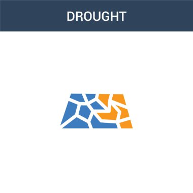 İki renkli kuraklık konsept vektör simgesi. 2 renk Kuraklık vektör çizimi. Beyaz arkaplanda izole edilmiş mavi ve turuncu epinefrin simgesi.