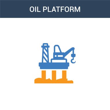 iki renkli petrol platformu konsept vektör simgesi. 2 renk yağ platformu vektör illüstrasyonu. Beyaz arkaplanda izole edilmiş mavi ve turuncu epinefrin simgesi.