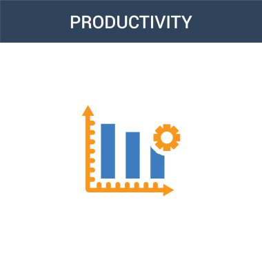 İki renkli Üretim Konsepti Vektör Simgesi. 2 renk Üretim Vektörü çizimi. Beyaz arkaplanda izole edilmiş mavi ve turuncu epinefrin simgesi.