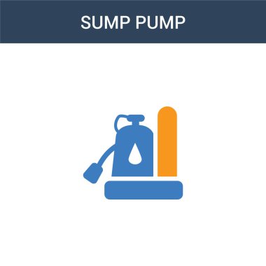 İki renkli Sump Pompa konsept vektör simgesi. 2 renk Sump Pompa vektör çizimi. Beyaz arkaplanda izole edilmiş mavi ve turuncu epinefrin simgesi.