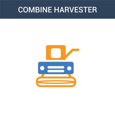 İki renkli biçerdöver konsept vektör ikonu. 2 renk biçerdöver vektör illüstrasyonu. Beyaz arkaplanda izole edilmiş mavi ve turuncu epinefrin simgesi.