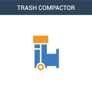 iki renkli çöp sıkıştırıcı konsept vektör simgesi. 2 renk çöp sıkıştırıcı vektör çizimi. Beyaz arkaplanda izole edilmiş mavi ve turuncu epinefrin simgesi.