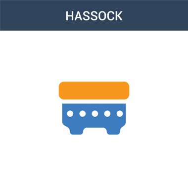 iki renkli Hassock konsept vektör simgesi. 2 renk hassock vektör çizimi. Beyaz arkaplanda izole edilmiş mavi ve turuncu epinefrin simgesi.