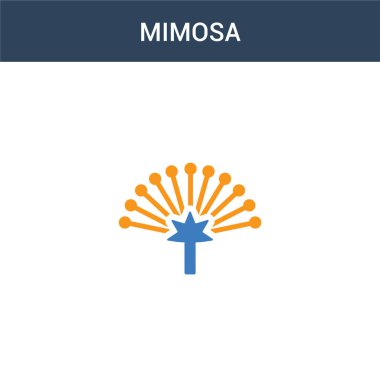 İki renkli Mimosa konsept vektör simgesi. 2 renk Mimosa vektör çizimi. Beyaz arkaplanda izole edilmiş mavi ve turuncu epinefrin simgesi.