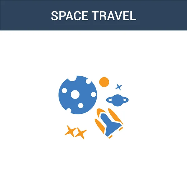 Twee Gekleurde Space Travel Concept Vector Icoon Kleuren Space Travel — Stockvector