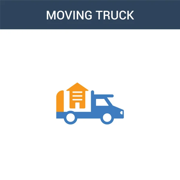 Due Colorato Moving Camion Concetto Vettoriale Icona Colori Moving Camion — Vettoriale Stock