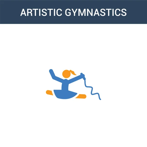 Två Färgade Konstnärliga Gymnastik Koncept Vektor Ikon Färg Konstnärlig Gymnastik — Stock vektor
