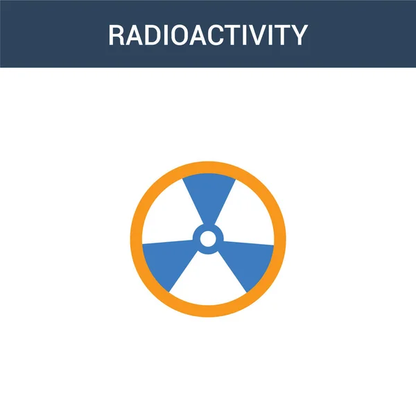2つの色の放射能の概念ベクトルのアイコン 2色の放射能ベクトルイラスト 白の背景に青とオレンジの葉のアイコンがあり — ストックベクタ