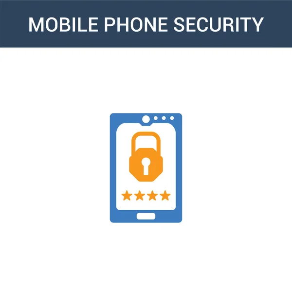 Due Colorato Concetto Sicurezza Del Telefono Cellulare Icona Vettoriale Illustrazione — Vettoriale Stock