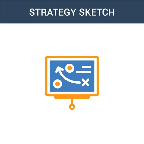 Dois Coloridos Estratégia Sketch Conceito Vetor Ícone Estratégia Cores Desenho — Vetor de Stock
