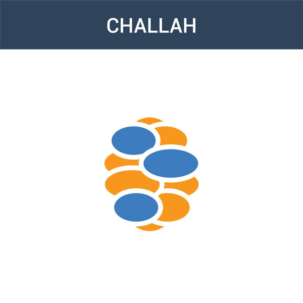 two colored Challah concept vector icon. 2 color Challah vector illustration. isolated blue and orange eps icon on white background.