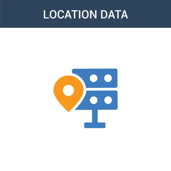 Twee Gekleurde Locatie Data Concept Vector Icoon Kleur Locatie Gegevens — Stockvector